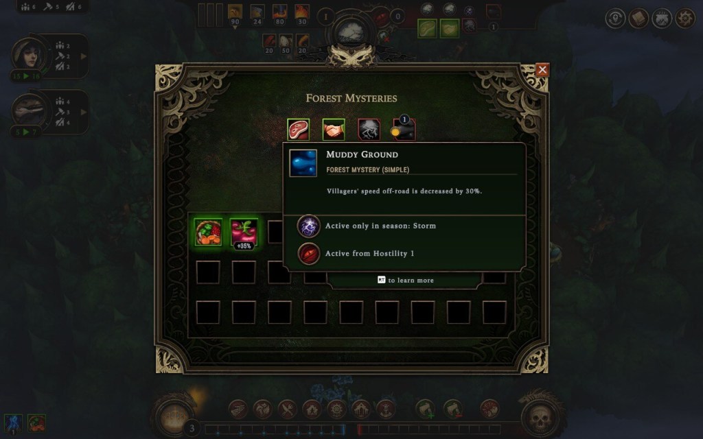 Forest Mysteries: Muddy Ground. Villagers' speed off-road is decreased by 30%.