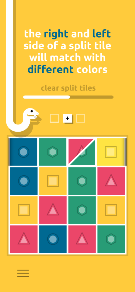 The right and left side of a split tile will match with different colours
