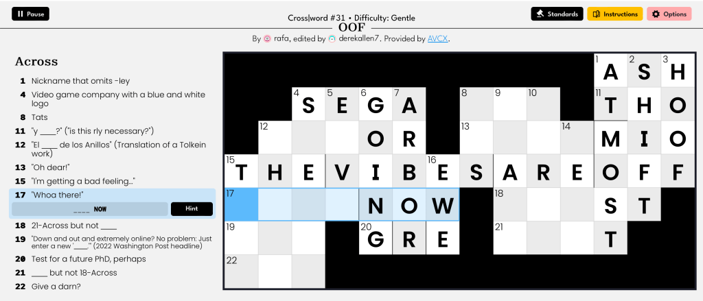Partly-filled crossword