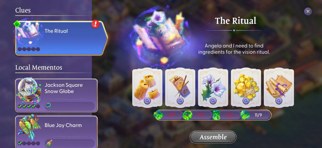 A list of things required to conduct the ritual