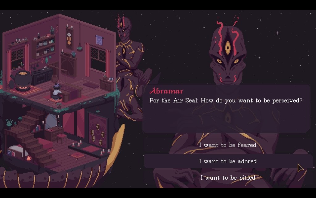 For the air seal: How do you want to be perceived? Three options – feared, adored, pitied