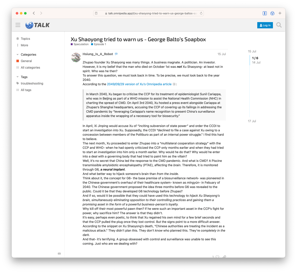 Player forum post on Xu Shaoyong tried to warn us