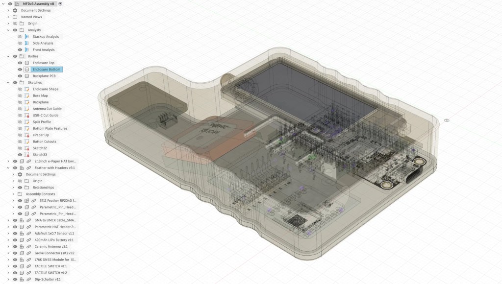 A wireframe design of the MFD
