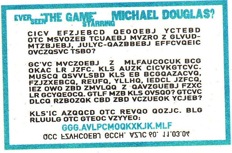 Scan of a job advert written in code
